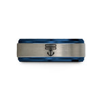 unique sister birthday ideas – black & blue & gray tungsten lieutenant bars anchor wedding band