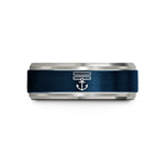 birthday presents for sister – blue & silver tungsten lieutenant bars anchor wedding band
