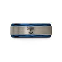 special presents for sister – blue & silver tungsten lieutenant bars anchor wedding band