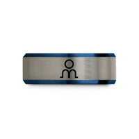 best presents for sister – black & blue & grey tungsten south node wedding band