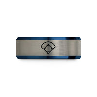 unique sister birthday ideas – black & blue & grey tungsten baseball diamond infield wedding band