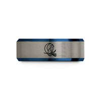 best sister present ideas – black & blue & grey tungsten cat broomstick wedding band