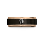 birthday present for sister – black & rose gold tungsten color swatch wedding band