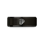 sisters birthday present idea – black & rose gold tungsten color swatch wedding band
