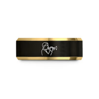 jazz music themed presents – black & gold tungsten jazz soloist trumpet wedding band