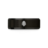 unique presents for sibling – black & rose gold tungsten palm leaf wedding band
