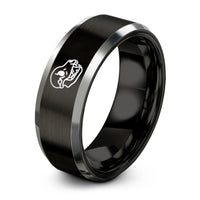 presents for sister birthday – black & silver tungsten wolf skull ring