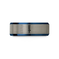 birthday present suggestions sister – blue & silver tungsten burette wedding band