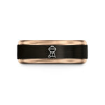 special present for sibling – black & rose gold tungsten kettle grill wedding band