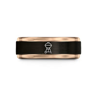 special present for sibling – black & rose gold tungsten kettle grill wedding band