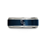 birthday present ideas sister – blue & silver tungsten pipeline wedding band