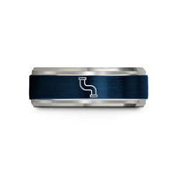 birthday present ideas sister – blue & silver tungsten pipeline wedding band