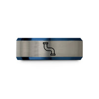 birthday present ideas sister – blue & silver tungsten pipeline wedding band