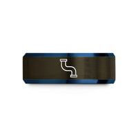 best presents for siblings – gunmetal & blue tungsten pipeline wedding band