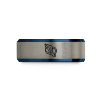 unique sister birthday present – black & blue & silver tungsten conch shell wedding band
