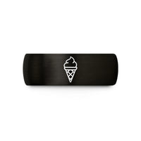 custom rings for women – black & rose gold tungsten ice cream cone wedding band