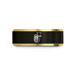 best presents for sister – black & gold tungsten euphonium wedding band