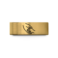 custom presents for family – gold tungsten parent child hands wedding band