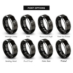 font options for inside engraving on black & silver sister heart rings
