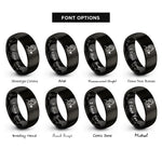 font options for inside engraving on black sister heart rings
