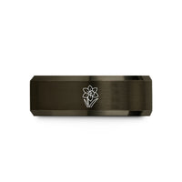 unique presents for her – gunmetal & rose gold tungsten march daffodil wedding band