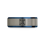 presents for her birthday – black & blue & grey tungsten taegeuk symbol trigrams wedding band