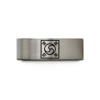 unique sister presents – blue & silver tungsten taegeuk symbol trigrams wedding band