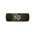 custom rings for sisters – gunmetal & black tungsten texas wedding band