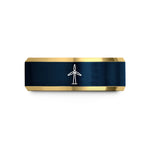 thoughtful presents for relatives – gold & blue tungsten wind turbine wedding band