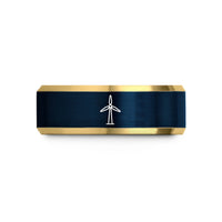thoughtful presents for relatives – gold & blue tungsten wind turbine wedding band