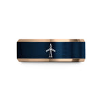 personalized presents for family – rose gold & blue tungsten wind turbine wedding band