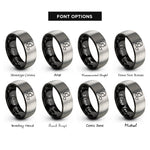 font options for inside engraving on black & grey sister-in-law heart rings
