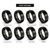 font options for inside engraving on black sit in kayak rings