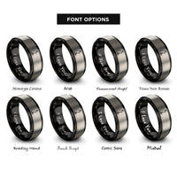 font options for inside engraving on black & silver sitting cat halo rings