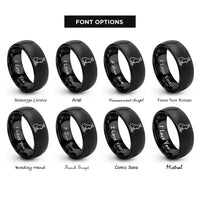 font options for inside engraving on black sitting cat halo rings