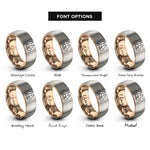 font options for inside engraving on rose gold & silver sitting cats rings