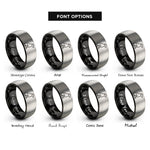 font options for inside engraving on black & gray sitting dog rings