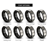 font options for inside engraving on black & silver sitting dog rings
