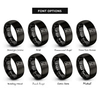 font options for inside engraving on black sitting dog rings