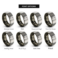 font options for inside engraving on gunmetal & gray sitting dog rings