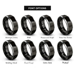 font options for inside engraving on black & silver sitting dog heart rings