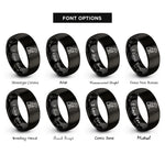 font options for inside engraving on black sitting dog heart rings