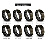 font options for inside engraving on gunmetal & black sitting dog heart rings