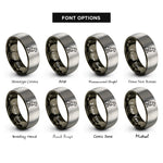 font options for inside engraving on gunmetal & silver sitting dog heart rings