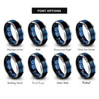 font options for inside engraving on blue & grey six rings