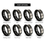 font options for inside engraving on black & grey sixteenth circle rings