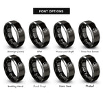 font options for inside engraving on black & silver sixteenth circle rings