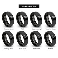 font options for inside engraving on black sixteenth circle rings