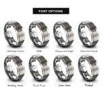 font options for inside engraving on grey sixteenth circle rings