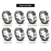font options for inside engraving on grey sixteenth circle rings